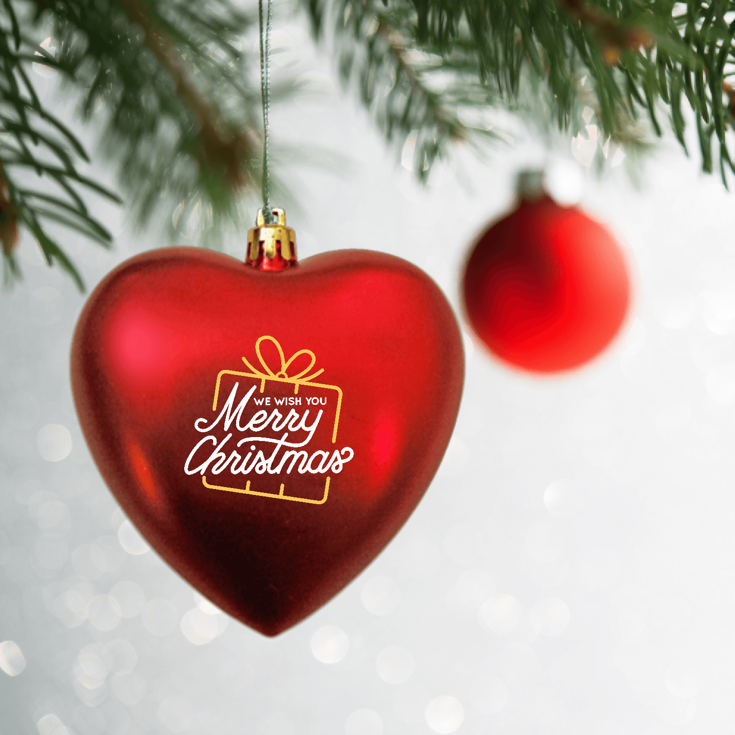 Heart Shaped Shatterproof Custom Christmas Ornaments